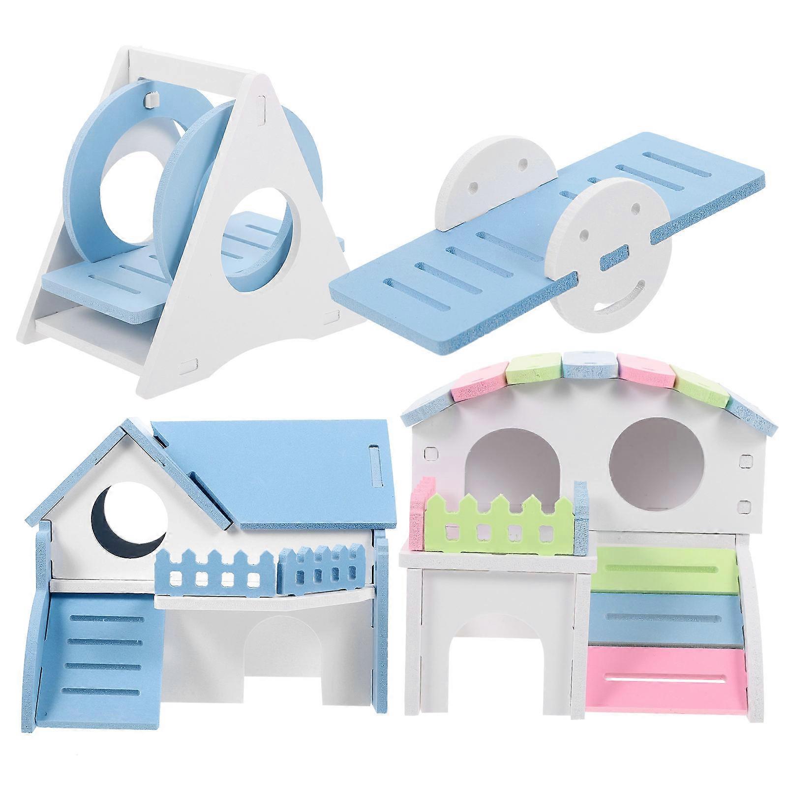 Hamster House with Ladder for Small Pets Durable PVC Material Assorted Color 1 Set