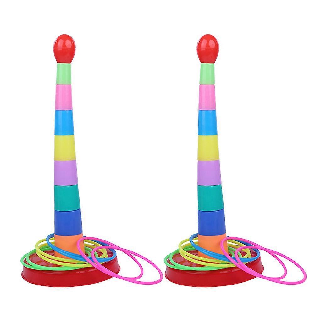 Kids Ring Toss Game Set Colorful Plastic Toy for Playing Fun Indoors Outdoors 2 Sets