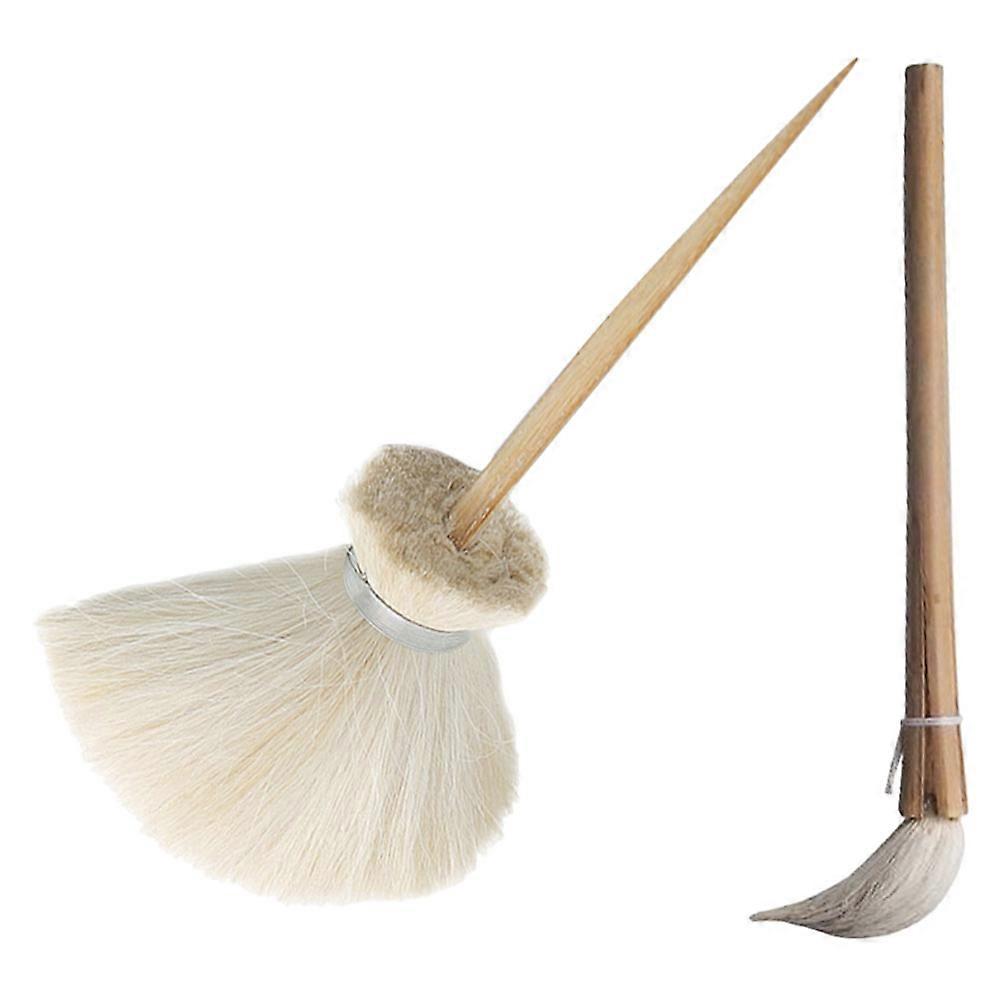 2Pcs Assorted Color Wooden Fiber Paint Brush Set for Daily Use Pottery and Art Projects