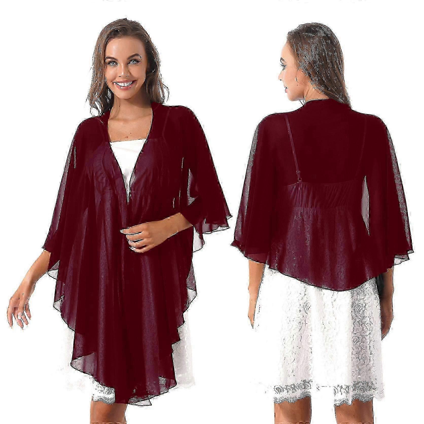 3/4 manica sposa Bolero Top elegante alto-basso orlo chiffon scialle scroll scroll sera mantello