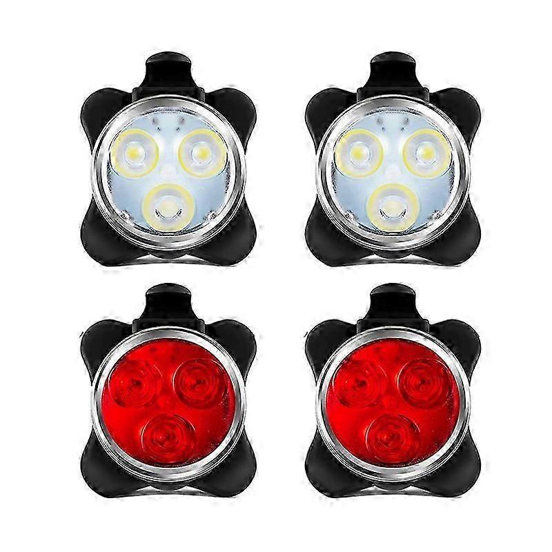4 Pack USB Rechargeable Bike Light Set Front and Rear LED Light