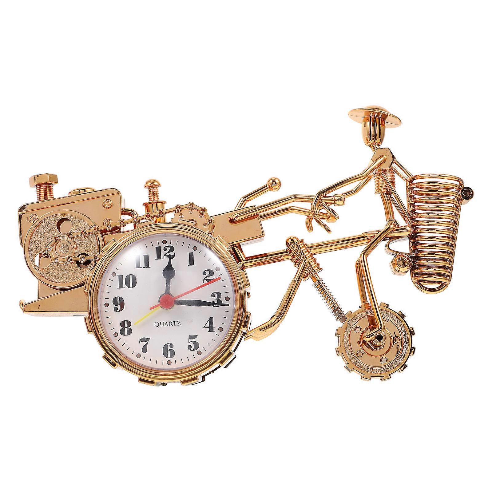 Traditional Modern Combination Tractor Shape Clock Penholder for Desktop Decor 1Pcs