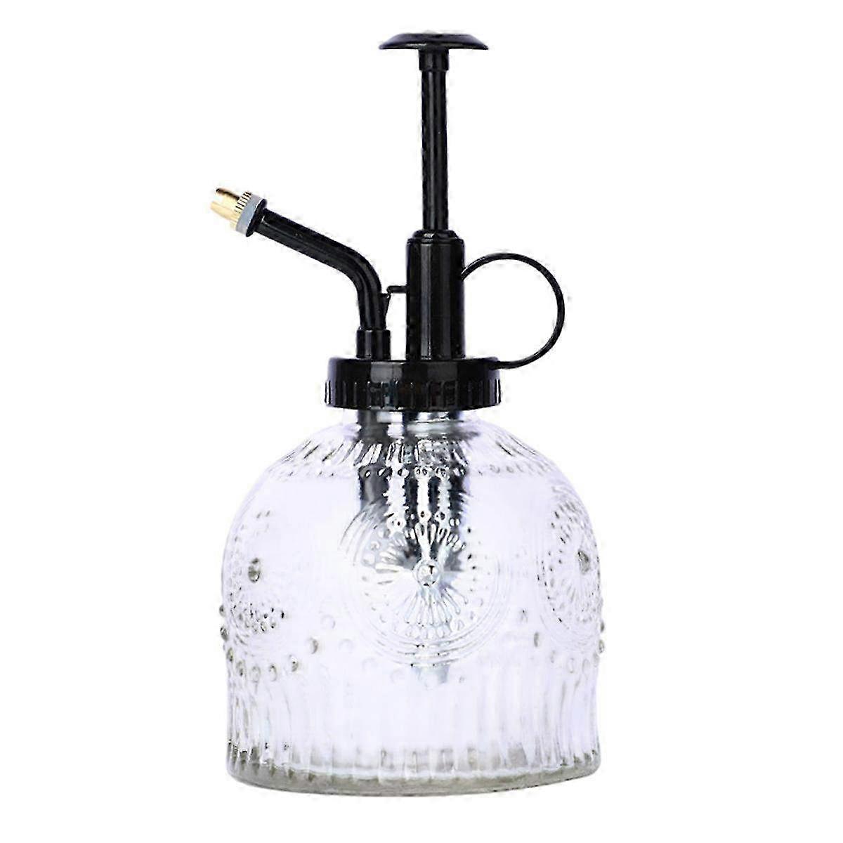 Transparent Glass Spray Bottle with Nozzle - Embossed Watering Can for Household Succulent Plants & Indoor Gardening