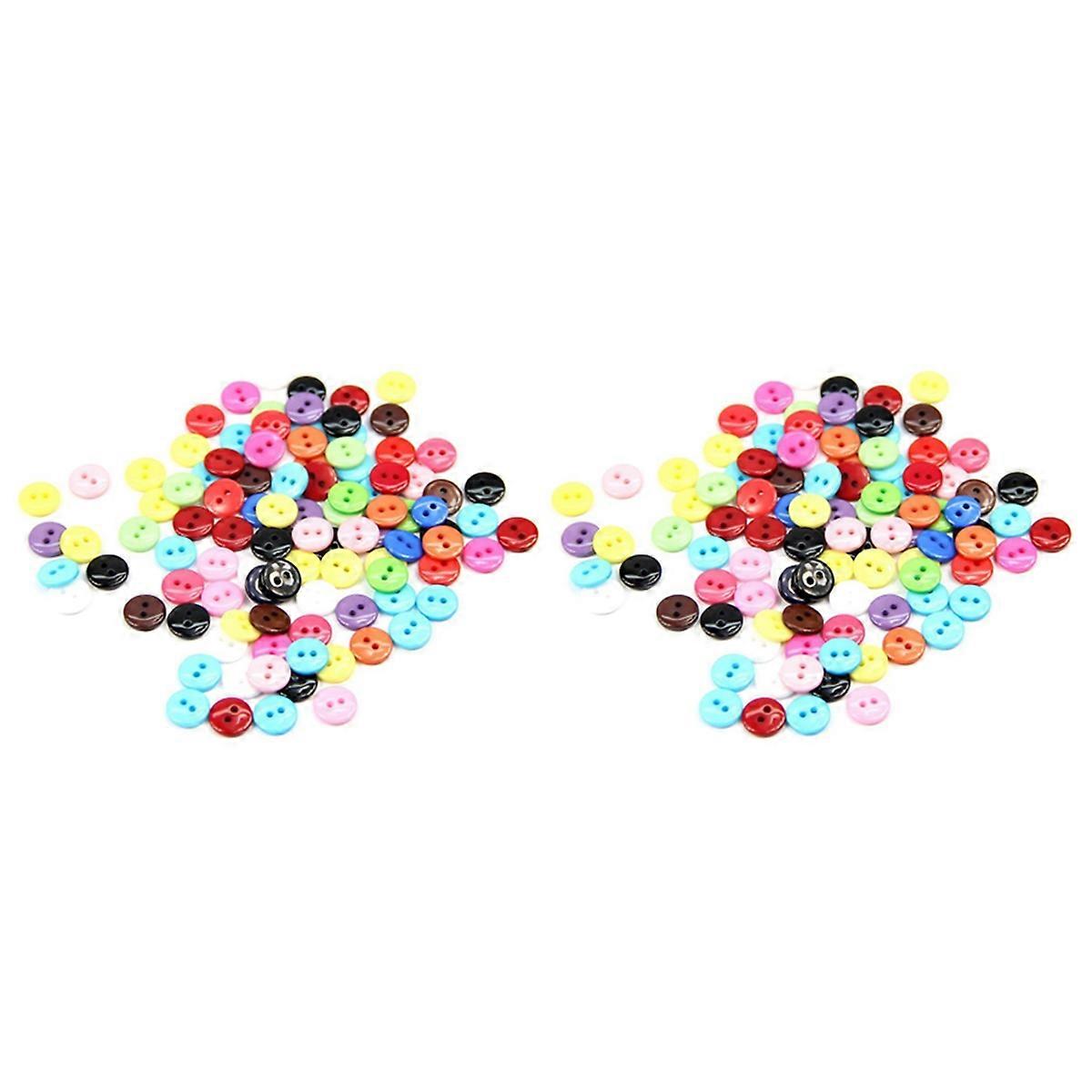 200Pcs 8Mm Mixed Color Round Shape Resin Buttons Sewing Accessories