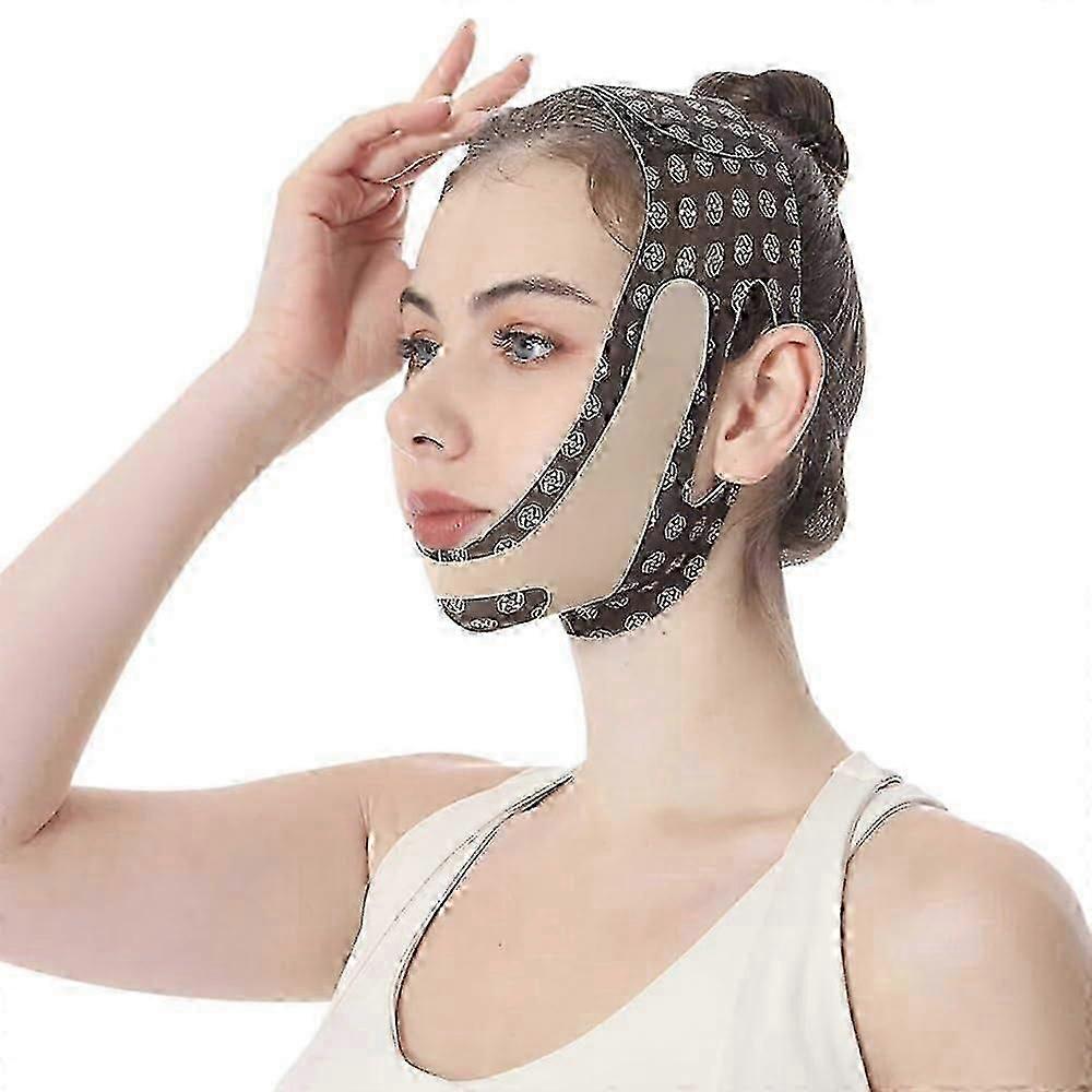 Pull Up Mask, V Line Shaping Face Mask, Face Mask, Face Mask, Slimming Strap, Face Tightening Belt, AntiWrinkle Face Brown
