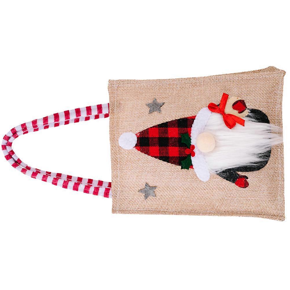 Tissu de Noël Sacs cadeaux Lin Multicolore Design élégant pour le stockage Utiliser Poignée de poupée 3D