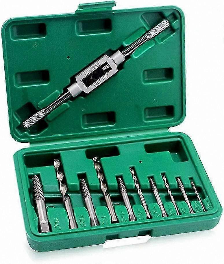 11-Piece Broken Screw Remover Kit, Damaged Bolt Extractor and Drill Bit Set with Wrench, 3-10mm Fastener Removal Tool for Loose Screws and Nuts