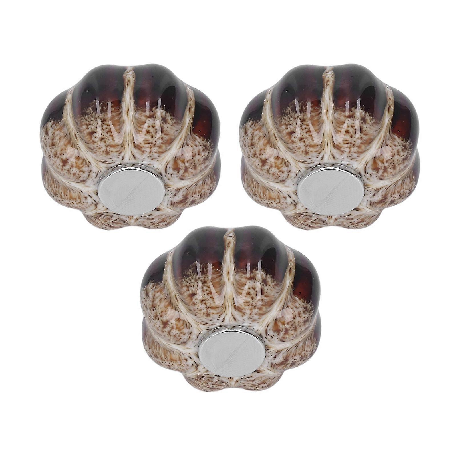 3 Pcs Classical Ceramic Pumpkin Door Pull Handle Knobs For Kitchen Cabinet Drawer Cupboard Silver 