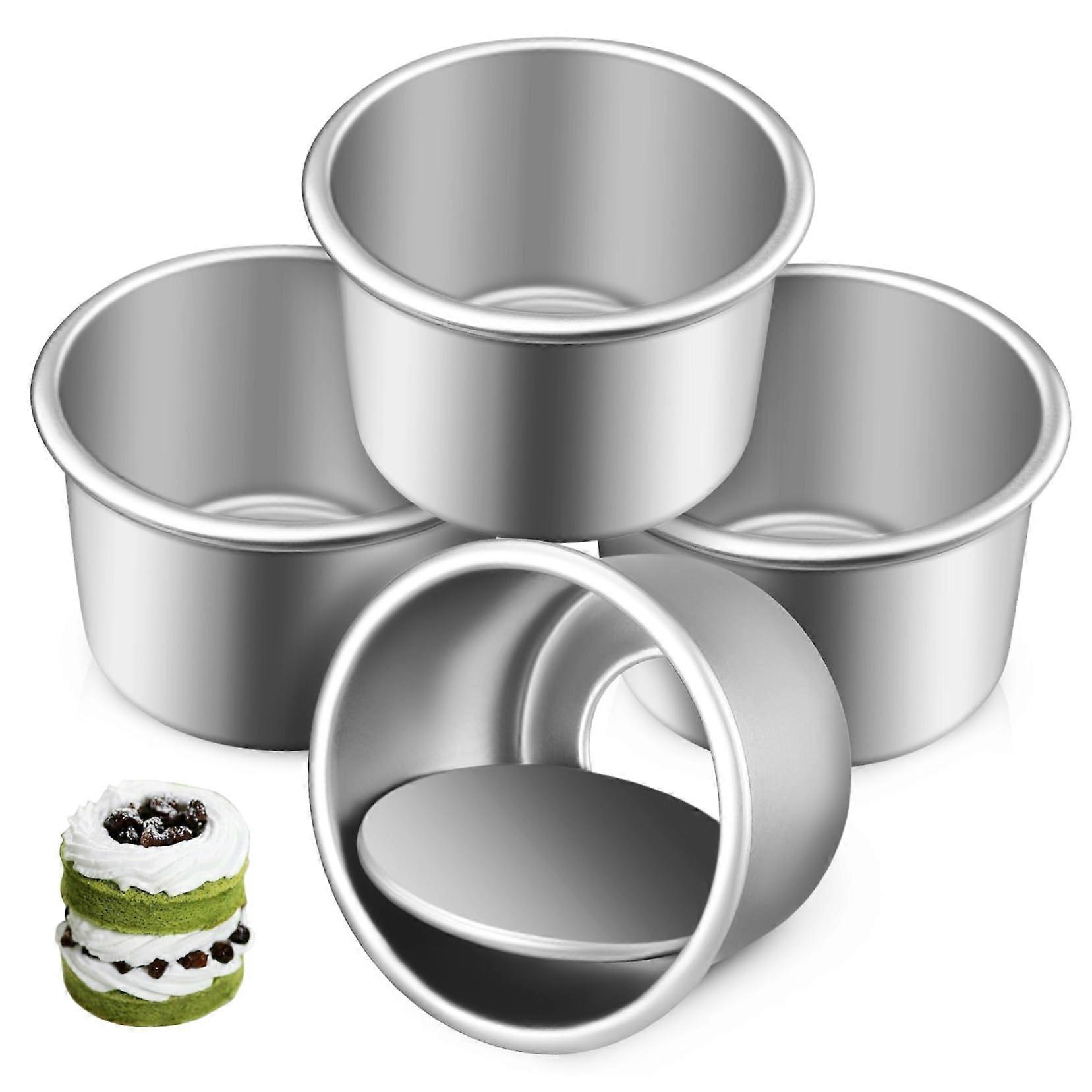 1 Set of Cake Pans with Removable Bottom NonStick Baking Pans for Cheesecake, Mousse, and for Parties, 4 Pieces