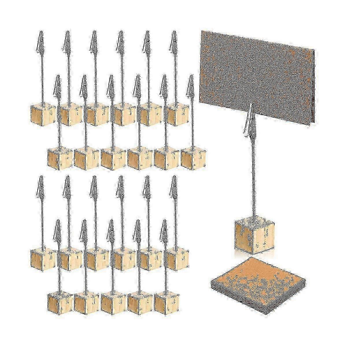 24 Pcs Rustic Wooden Table Number Holders Place Number Holder Stand With Memo Clips And Kraft Cards Edition 0724