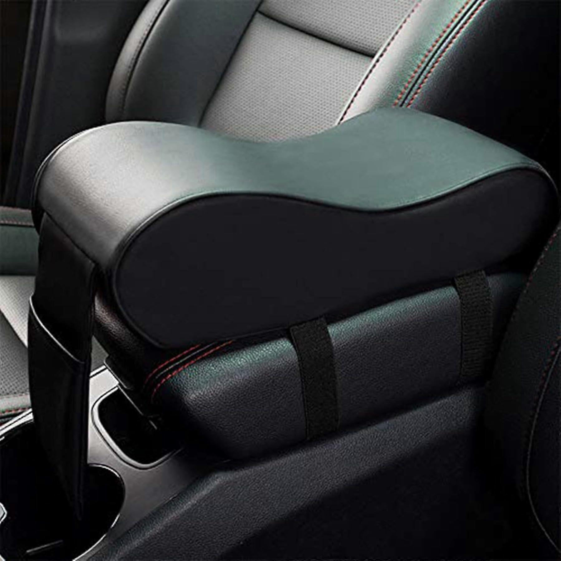 Auto Armrest Cushion Memory Foam with Phone Holder, Storage Bag, Universal Fit for Most Cars, Black Color