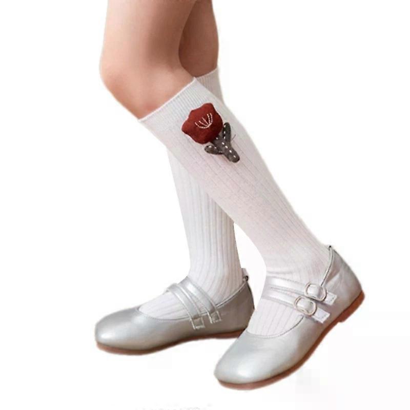 جوارب بنات فوق الركبتين ، جوارب قطنية مسامية مريحة للأعمار من 4 إلى 12 عاما