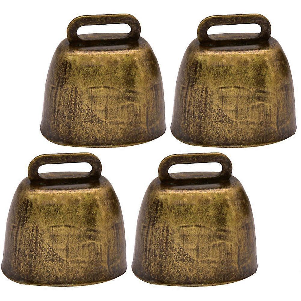 Decorative Cow Bell 4Pcs Round Shape Noise Maker For Pet Owners Everyday Use 3.50X3.50X2.00CM Golden Iron