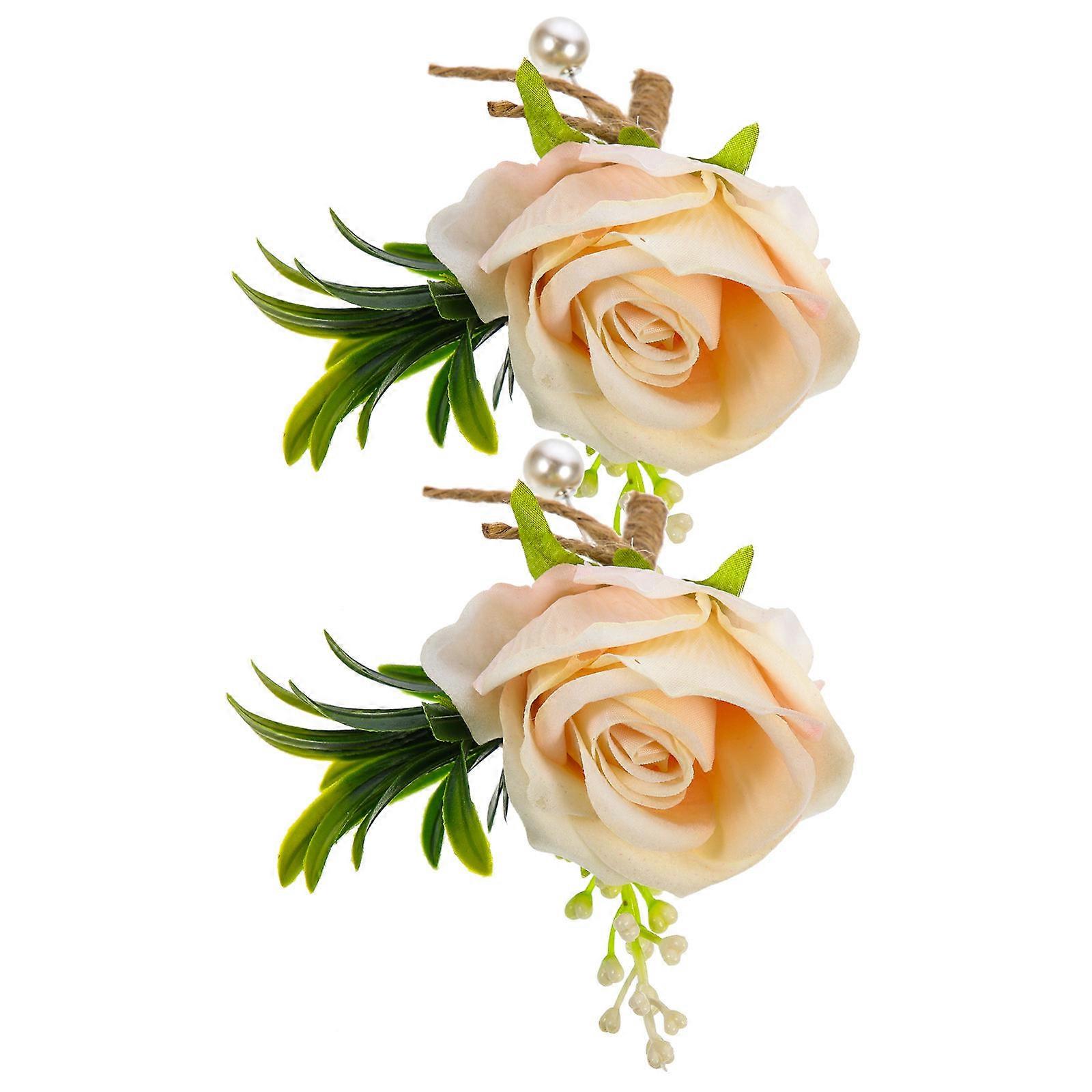 a polished and professional product description based on your input:
**2pcs Bridal Boutonnieres with Simulated Flowers – Elegant Groom Corsages