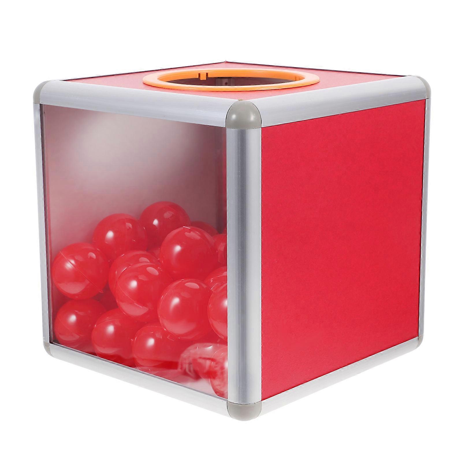 Aluminum Alloy Storage Bins Clear Drawing Boxes for Raffle Charity Multi Function Meeting Ballot Donation Case Red 20 Cm