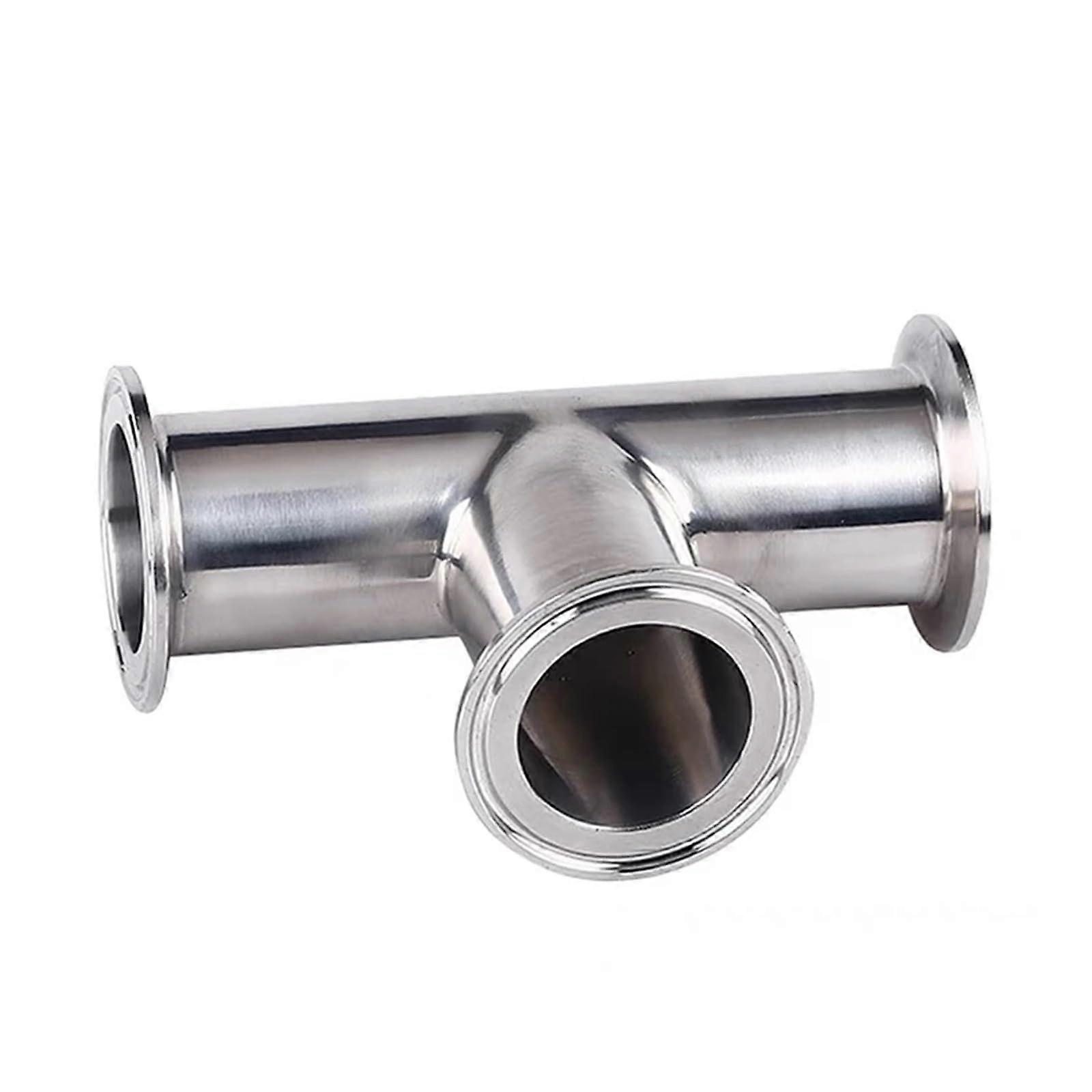 19mm-108mm O/D 304 Stainless Steel Ferrule 3-Way Tee Connector Pipe Fitting Tri Clamp 1.5"-4" (32mm x 50.5mm)