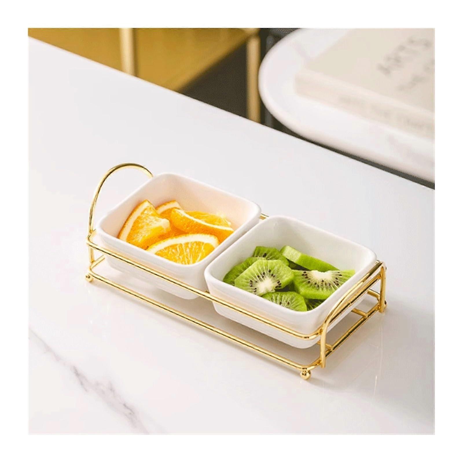 Porcelain ice cream bowls, white kitchen bowls, square serving bowls with metal tray. (Color: A).