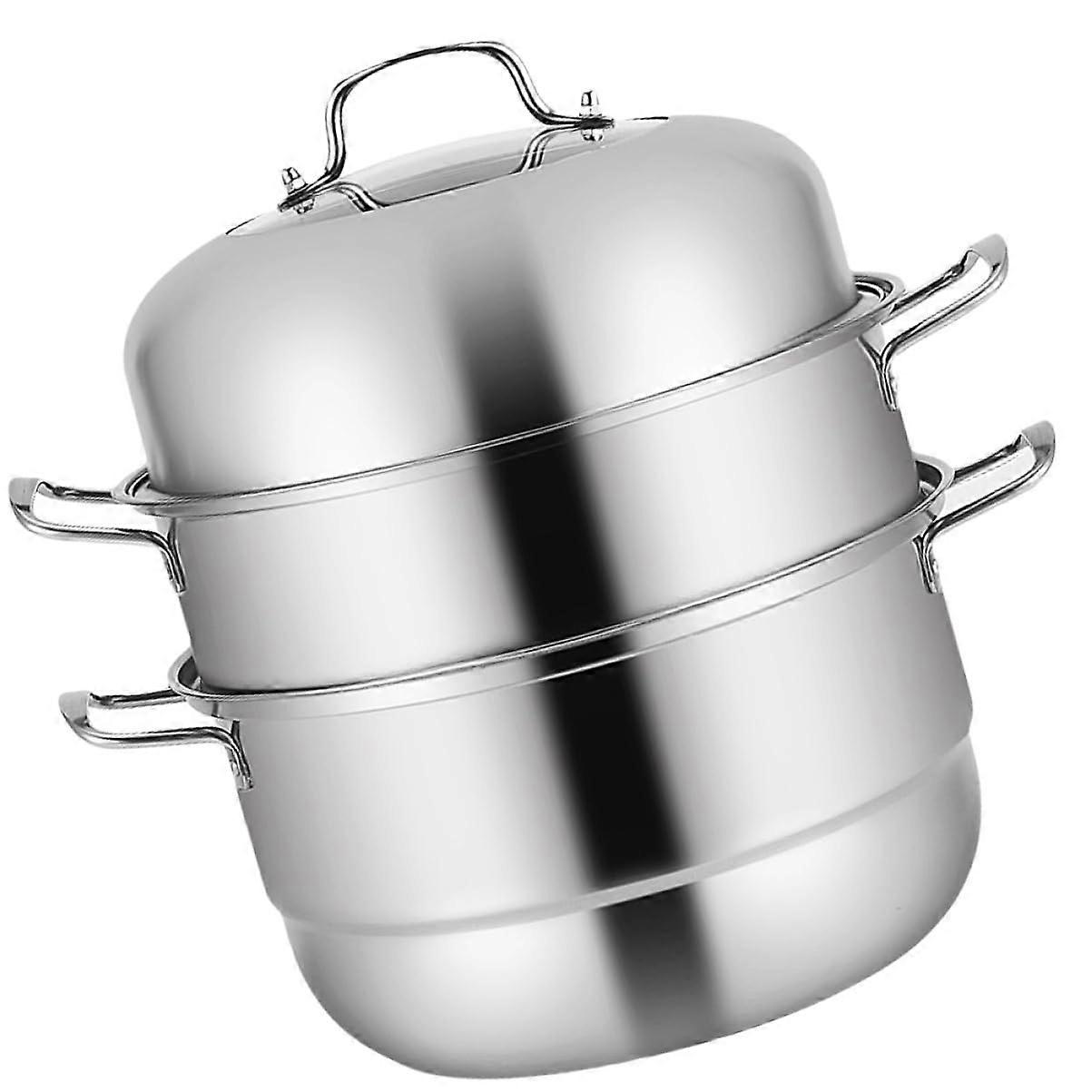 1 piece steam cooker layered cooking pot for gas and induction stoves, multipurpose suitable as soup pot and hot pot, spacesaving and rust.