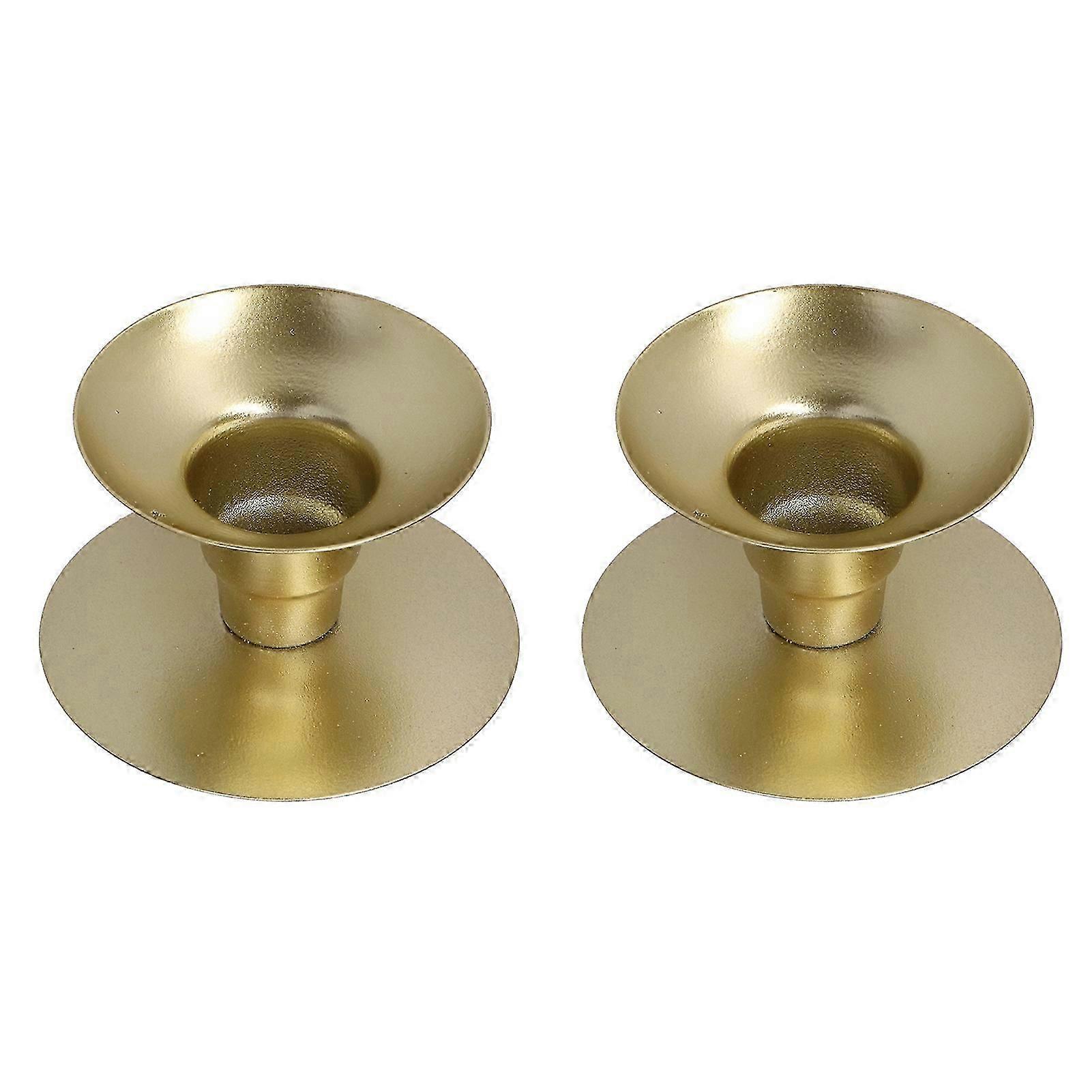 2pcs Candlesticks Safe Practical Candle Iron Holders Cleanable Simple Style Ornaments for Table Decoration