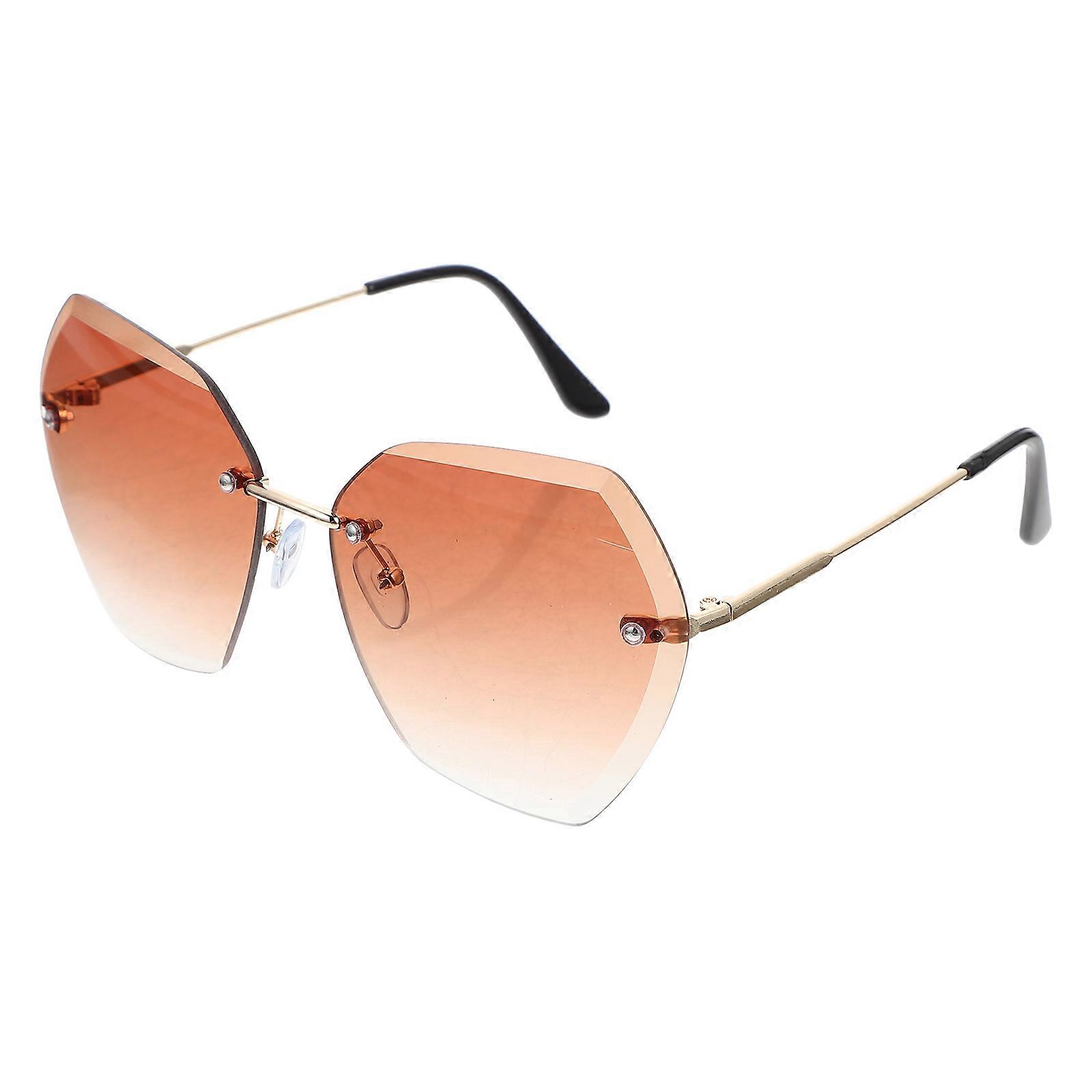 Lightweight Gold Rimless Sunglasses for Women – Stylish Beach, Festival & Vacation Eyewear
