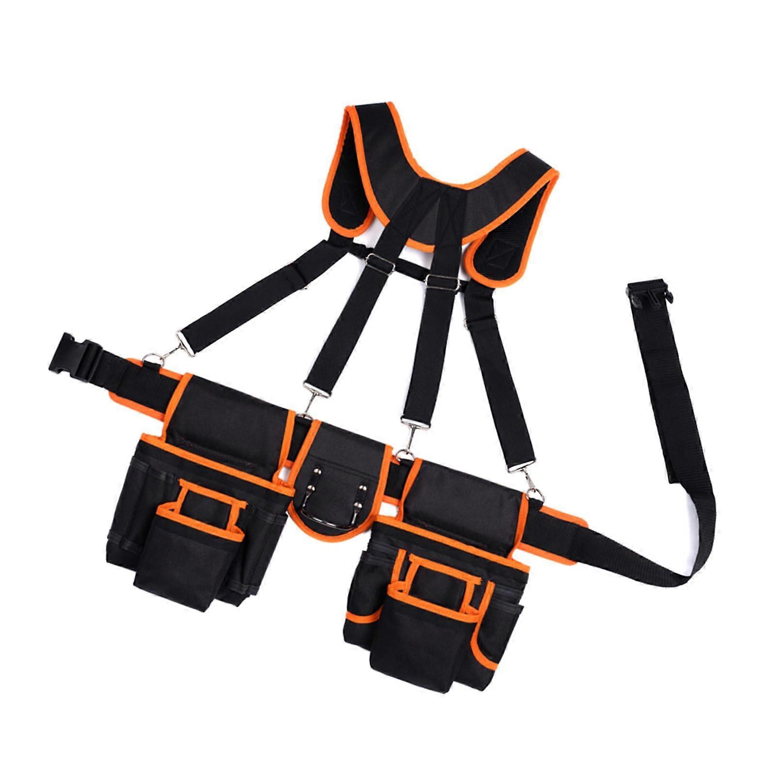 Heavy-Duty Tool Organizer with Multi-Pocket Design, Hammer Loop, and Weight Distribution System, Canvas Tool Storage Belt
