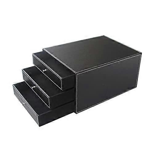 Leather Desk Drawer Organizer For Office And Bedroom, 3-Tier Cabinet Shelf