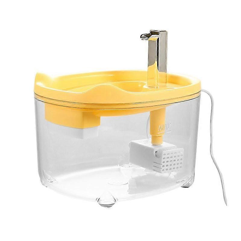 Automatic Pet Water Fountain for Cats and Dogs with Quiet Flow, Visible Water Level, Yellow 17.5x19x15.5cm