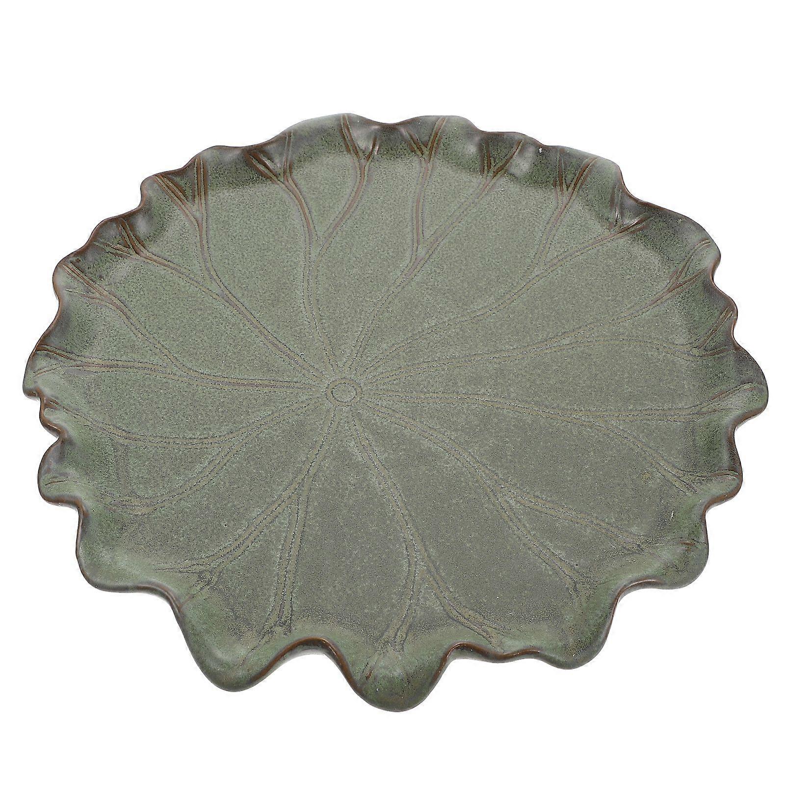 1Pc Ceramic Flowerpot Tray Bonsai Base Balcony Succulent Pot Lotus Leaf Tray