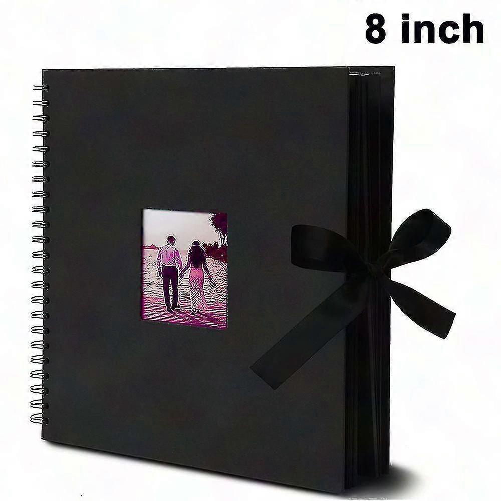 8x8 Inch Scrapbook Album with Window & Ribbon Closure - 30 Pages for Scrapbooking & Craft Projects