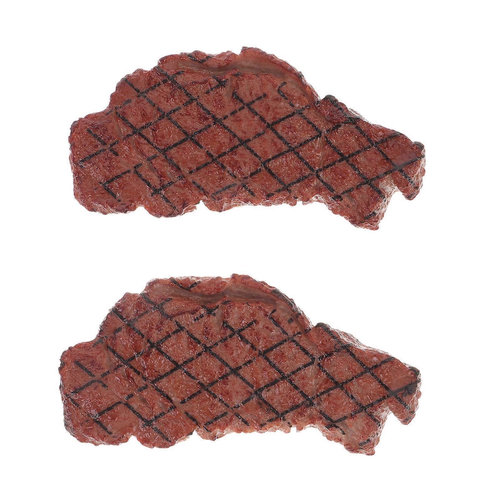 Cooking Toy Steak Model for Kids Pretend of Plastic Brown Color 2 Pieces