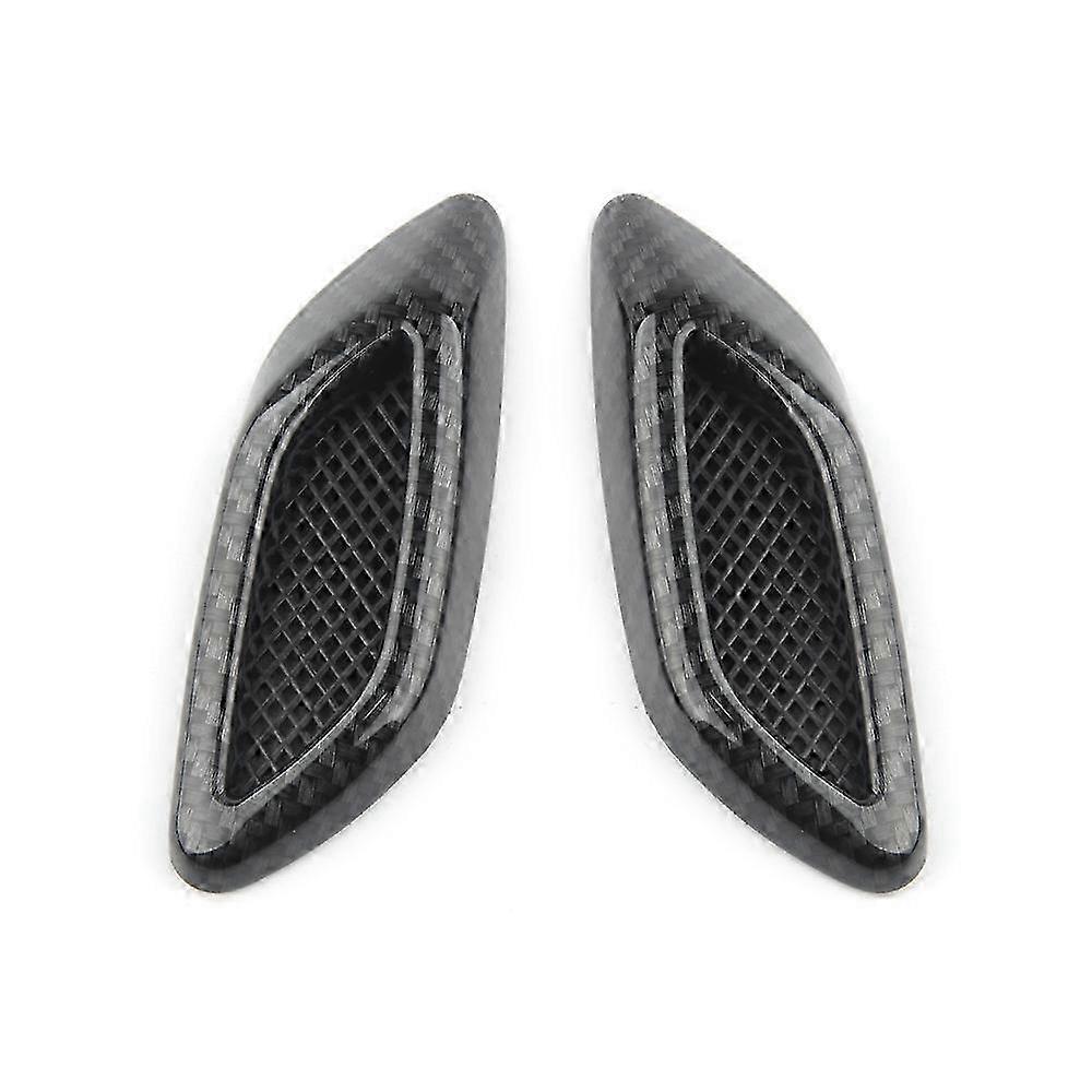 2Pcs Carbon Fiber Car Hood Frame Decorative Stickers Air Outlet Side Mark Universal Decorative Cover