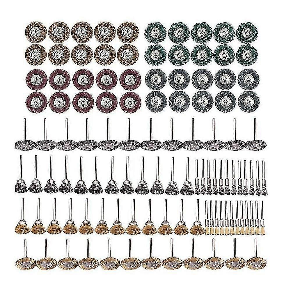 40 Pcs Buffing Wheel Set & 72 Pcs Wire Brushes Set, 1/8inch Accessories For Tool
