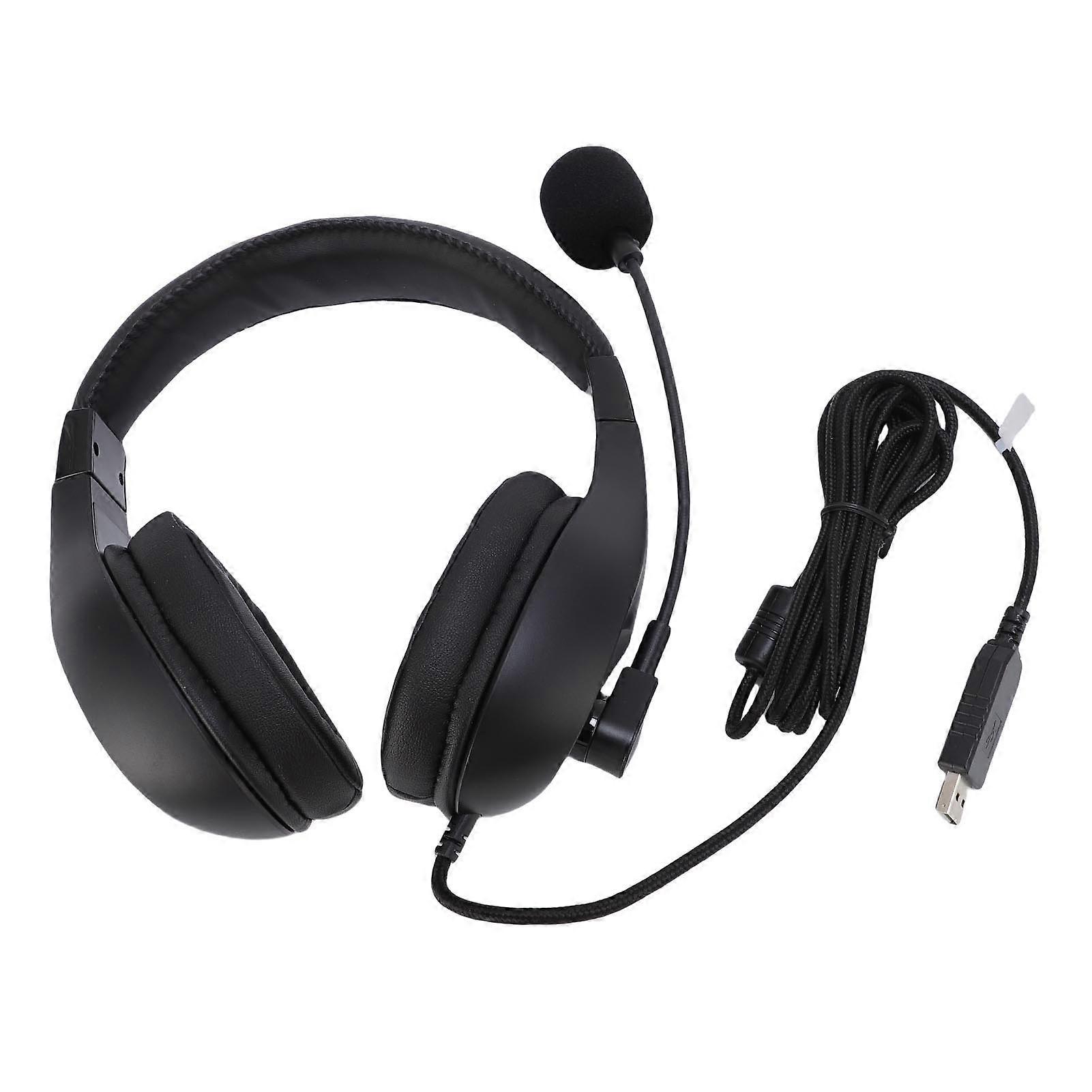 USB Headset with Mic Gooseneck Microphone Rod Noise Reduction Students Listening and Speaking Exam Headphone