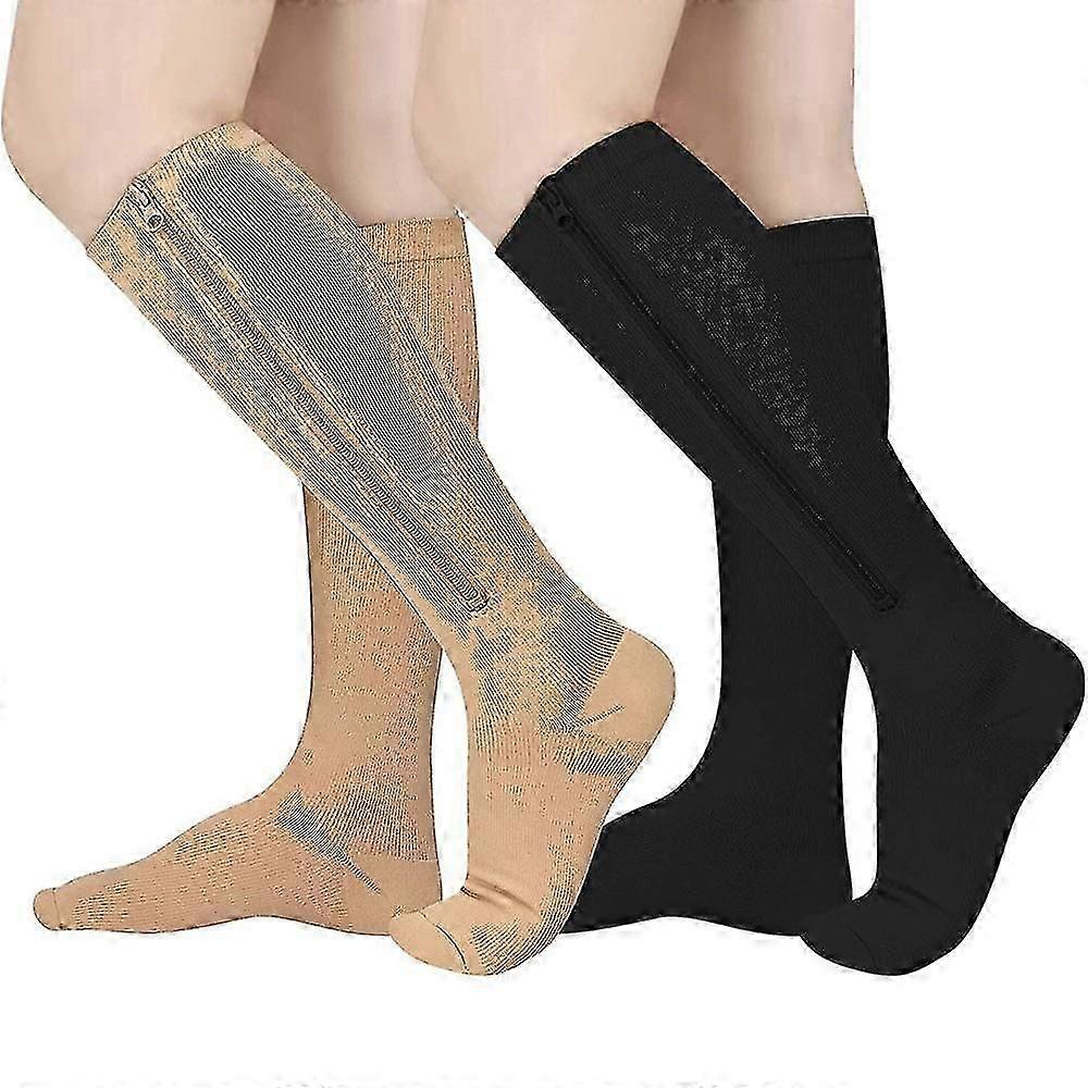 גרבי דחיסה עם רוכסן לנשים וגברים 15-20 מ"מ כספית גרבי תמיכה בוגרים רפואיים