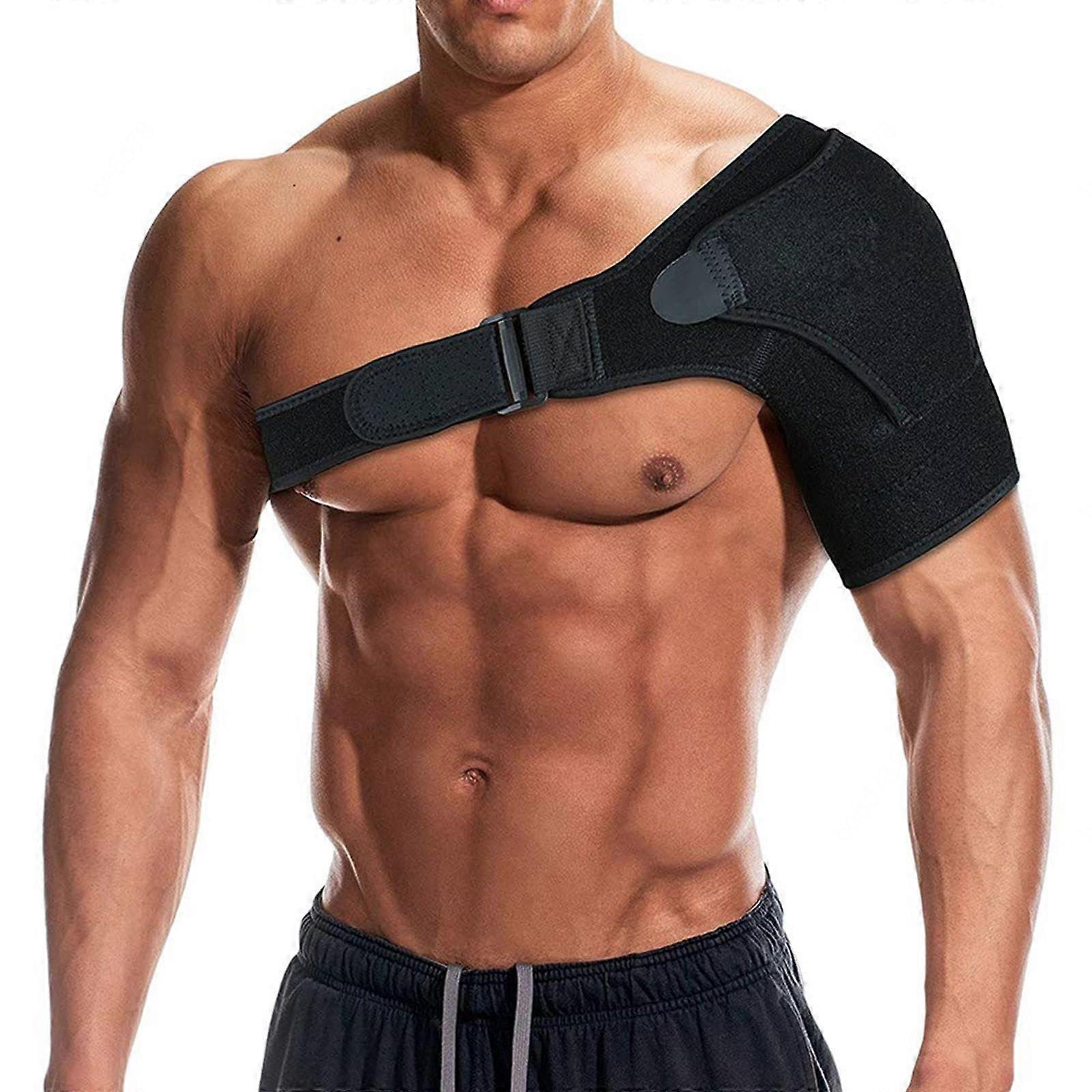Shoulder Brace For Men And Women Ice Pack Wrap For Rotator Cuff Tendonitis Dislocation Black Size L