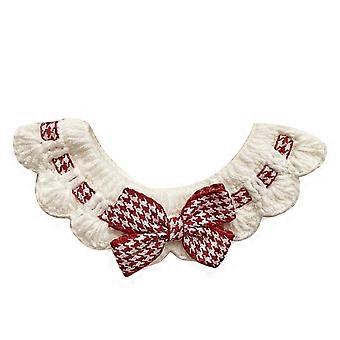 Pet Collar Cute Bow Decor Cat Dog Bib Wool Knitted Pet Collar for Decoration Photography Red M (25‑30cm)