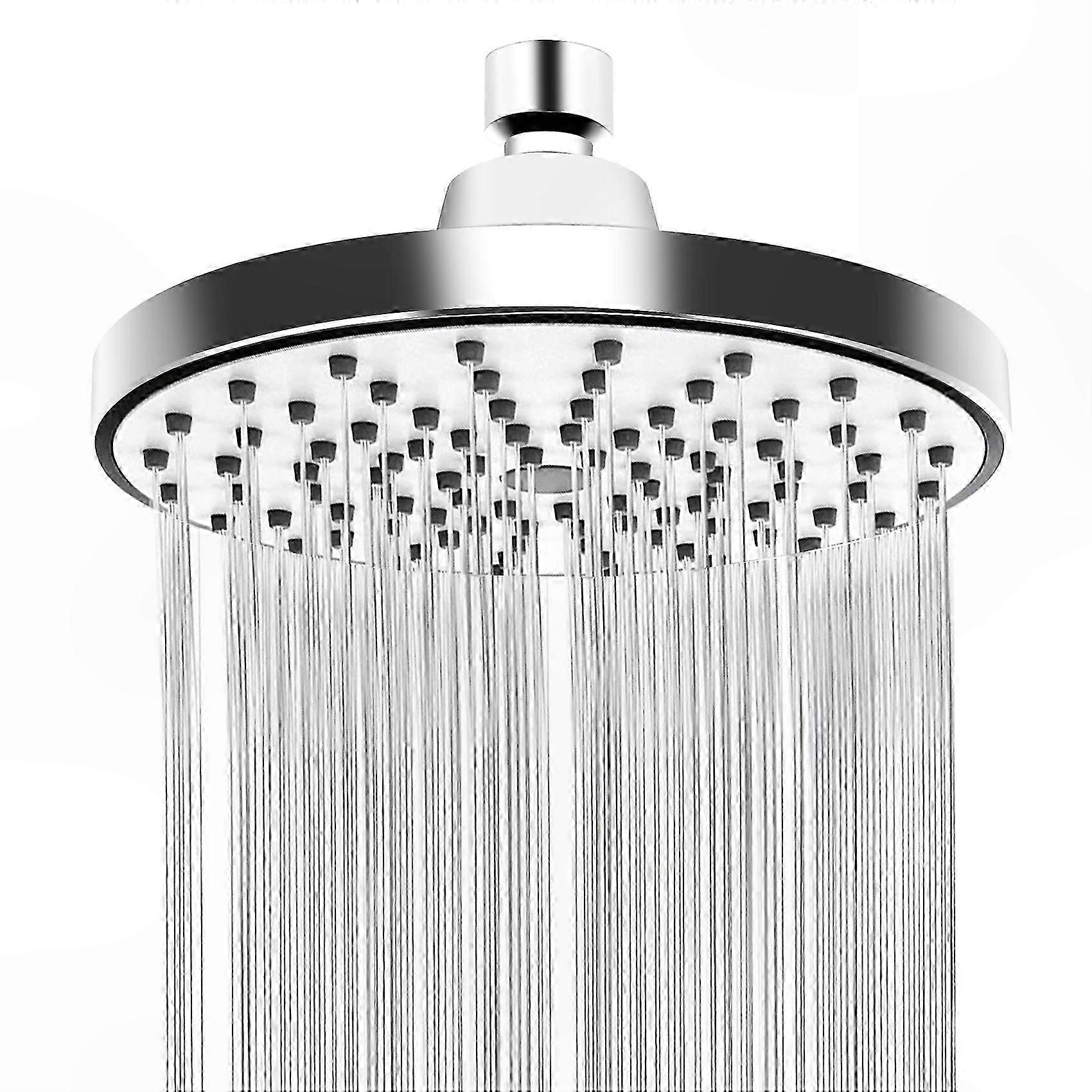 High-Pressure 6" Rain Shower Head with Swivel Ball, Anti-Leak & Clog-Free Design for Spa-Like Experience in Silver Finish