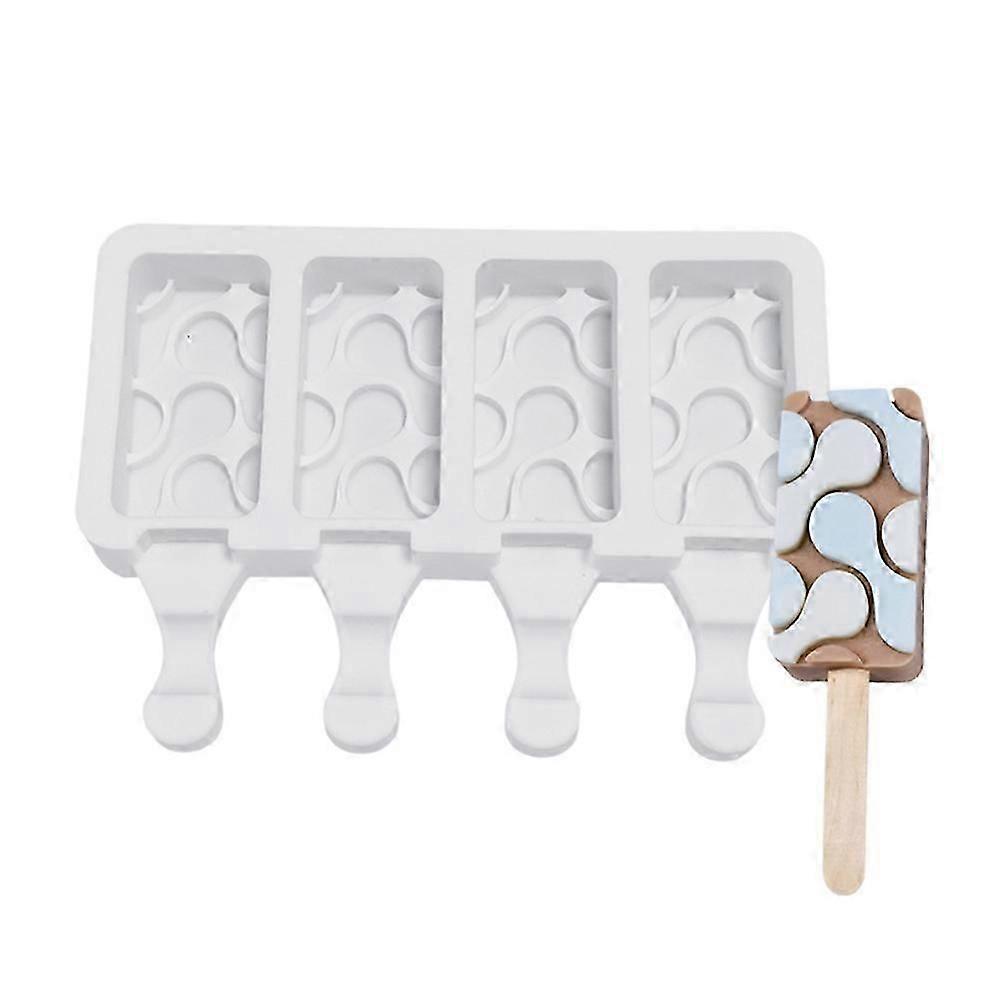 Silicone Ice Cream Mold, 4 Cell Ice Lolly Mold DIY Ice Cream Maker for Frozen Dessert Popsicle