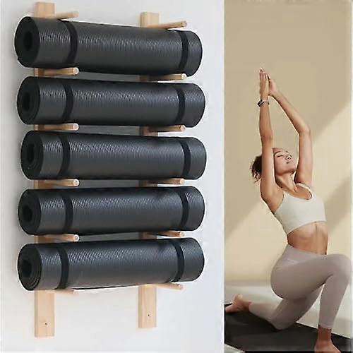 Rack di stoccaggio per snowboard Montaggio a parete Supporto per tappetino da yoga Organizzatore per rulli in schiuma Stand fitness in legno WA3 Home Gym