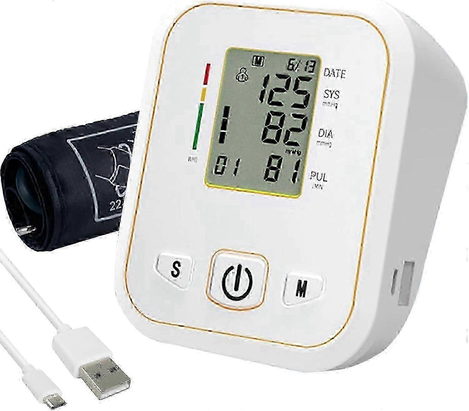 Upper Arm Blood Pressure Monitor, Rechargeable Digital, Voice Broadcast, Dual Users with 99 Sets of Memory