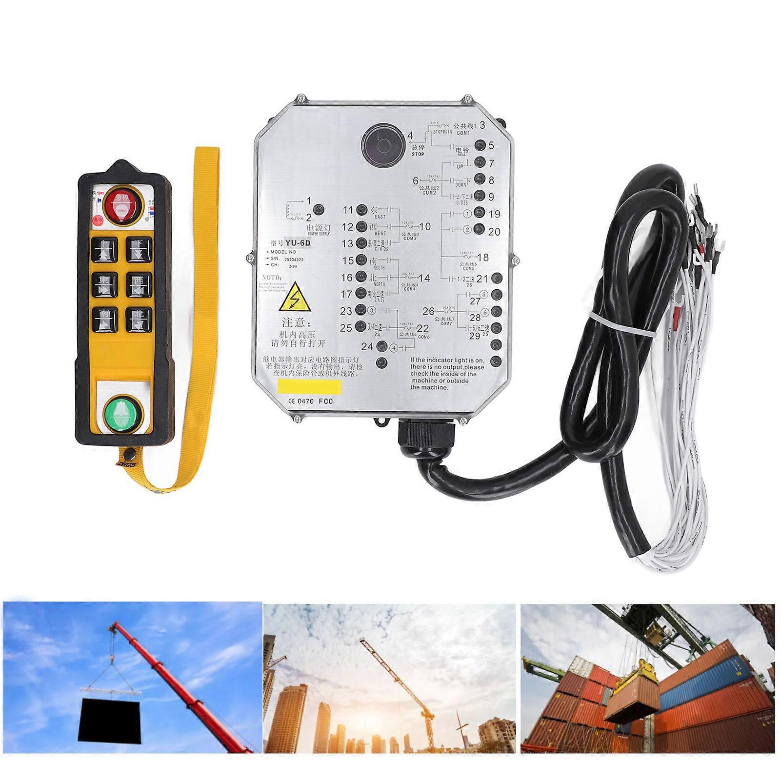 YU 6D Single Handle Industrial Crane Remote Control Set AC 380V