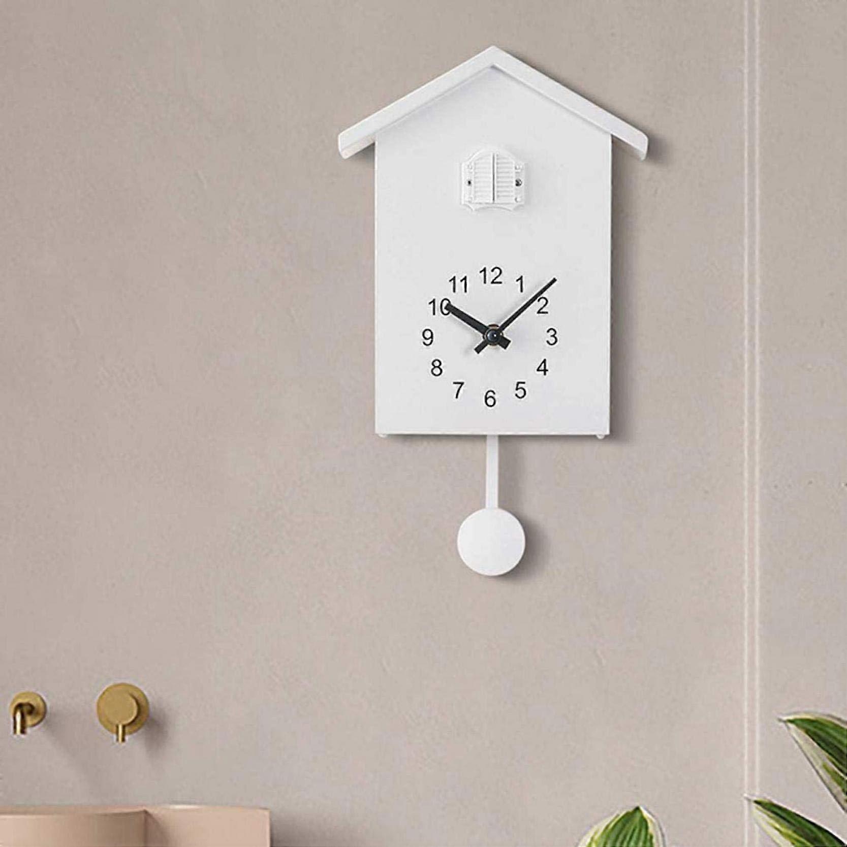 Modern Cuckoo Clock White Wall Clock 7.8 x 3.5 x 9.8 Inches Bird Song Chime Inspired Design