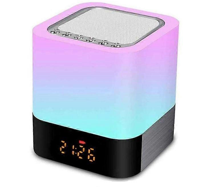 Bedside Lamp with Bluetooth Speaker, Colour Changing Touch Lamp, RGB Dimmable Bedside Night Light, Digital Alarm Clock, Gift for Teens(White)