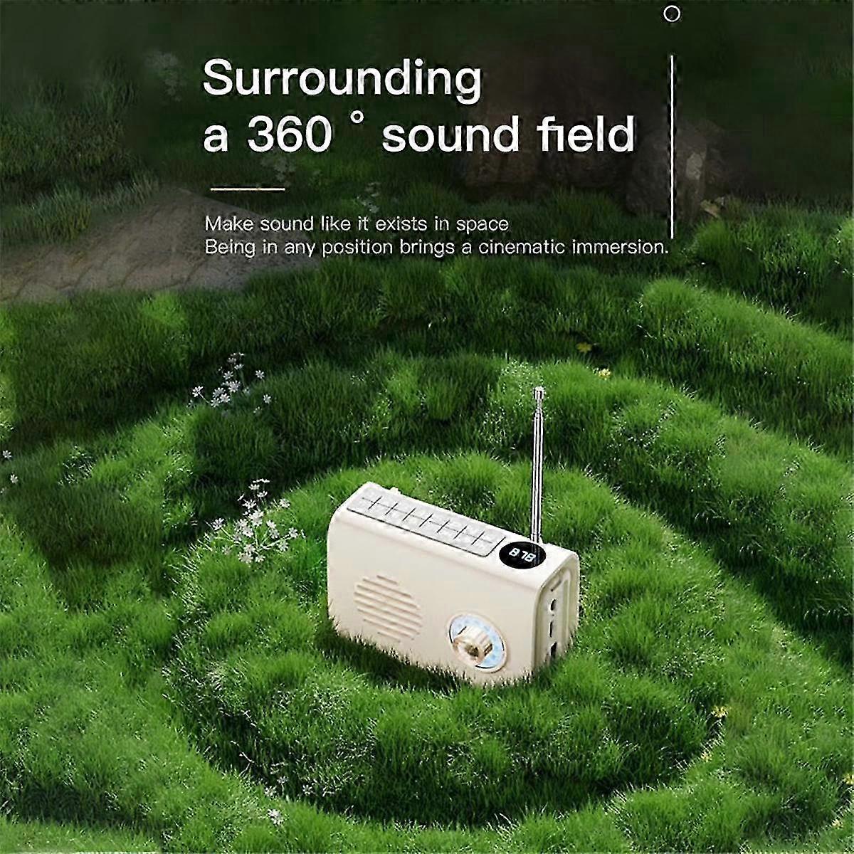 Optimised Mini Portable FM Radio with Solar Charging & Bluetooth Speaker: Colorful Light Display & Handsfree Support for Outdoor Adventures