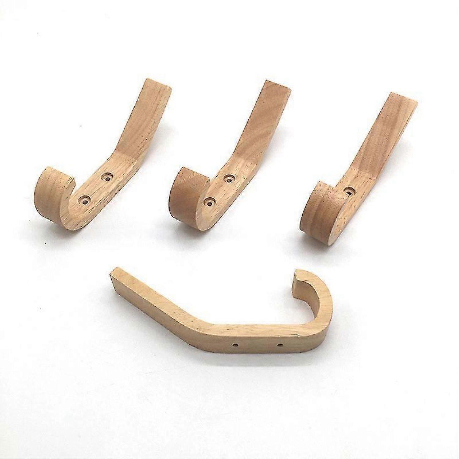 4pcs Wooden Hooks, Wall Hooks, Coat Hooks, Rubber Wood Hooks -HK908