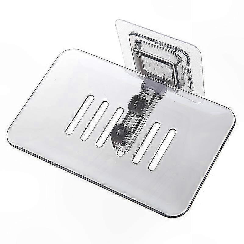 Double Layer Soap Holder with Sponge Dish Wall Mount Self-Adhesive Bathroom Accessory Set