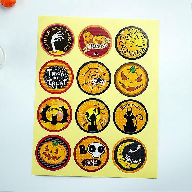 12 pieces Halloween baking decoration stickers Halloween multi-color elements self-adhesive sealing stickers handbook stickers