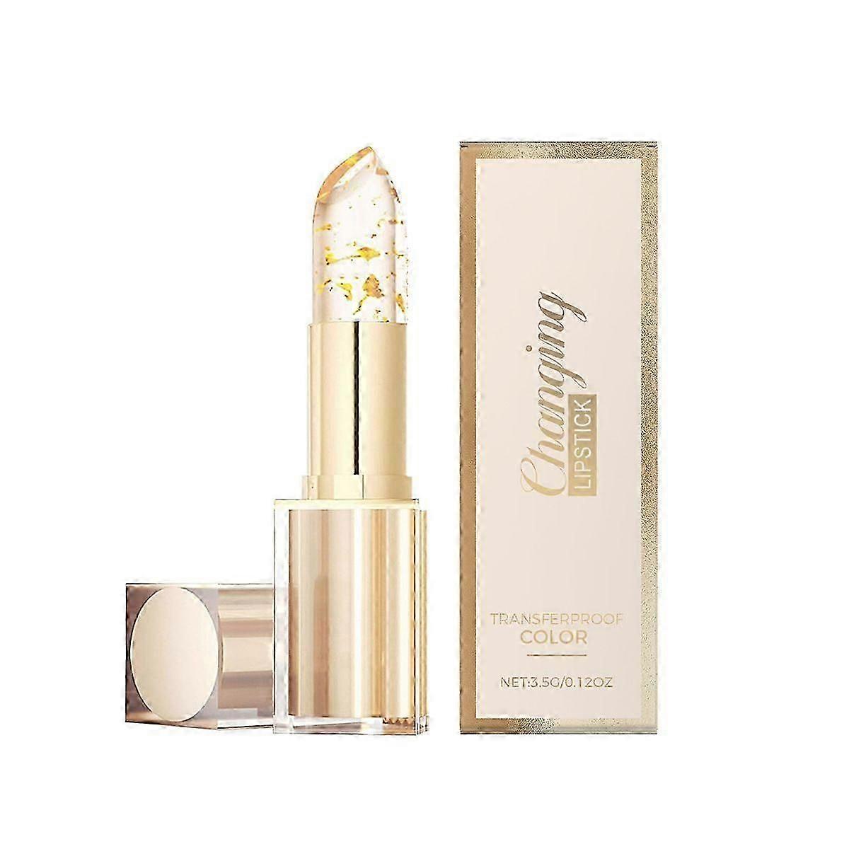 Color Changing Lipstick, Transferproof Long-Lasting Moisturizing Glossy Shine, Clear Temperature Change Lipstick, Gold Crystal Clear Glossy Shine Lip