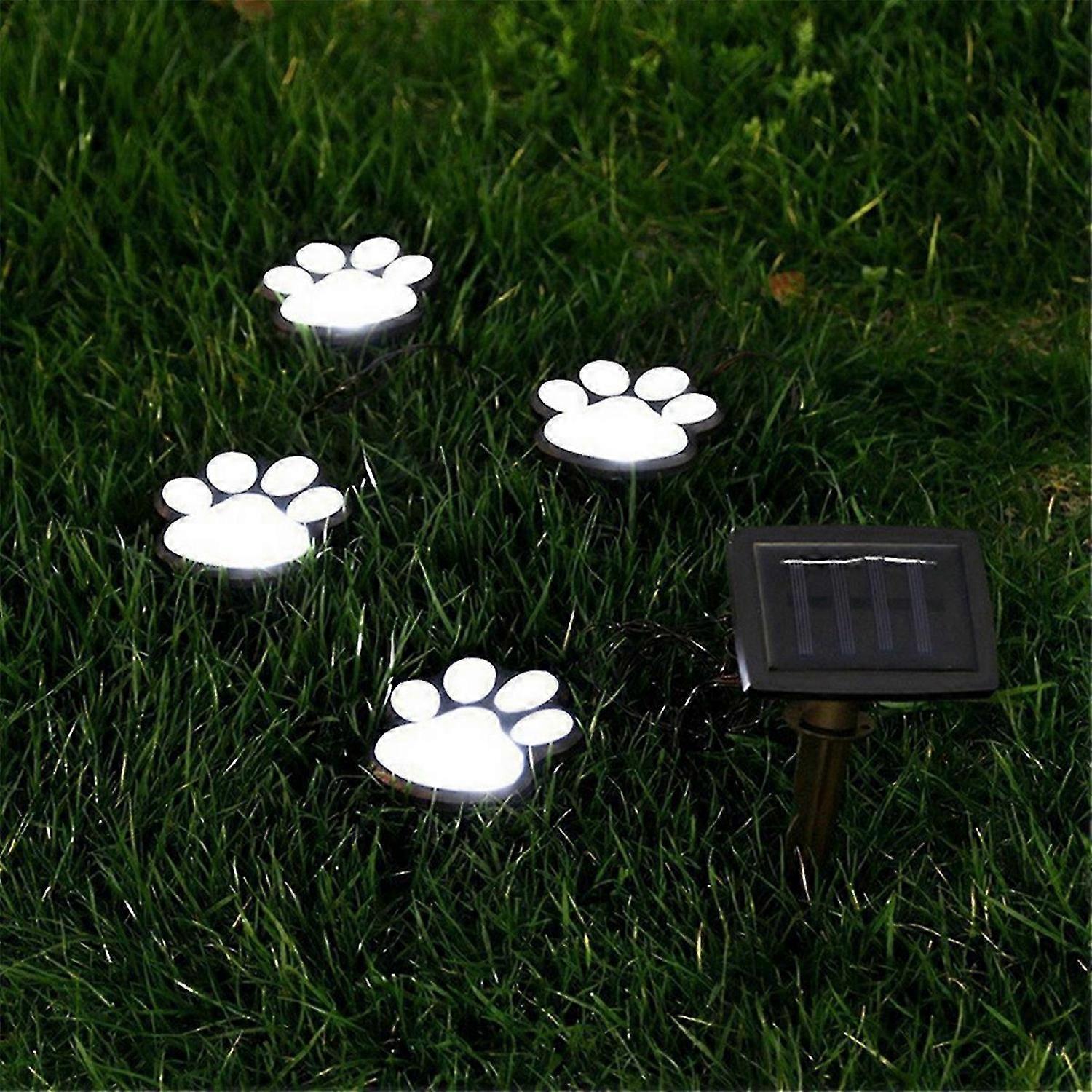 Wireless Set of 4 Solar Dog Print Lights white light