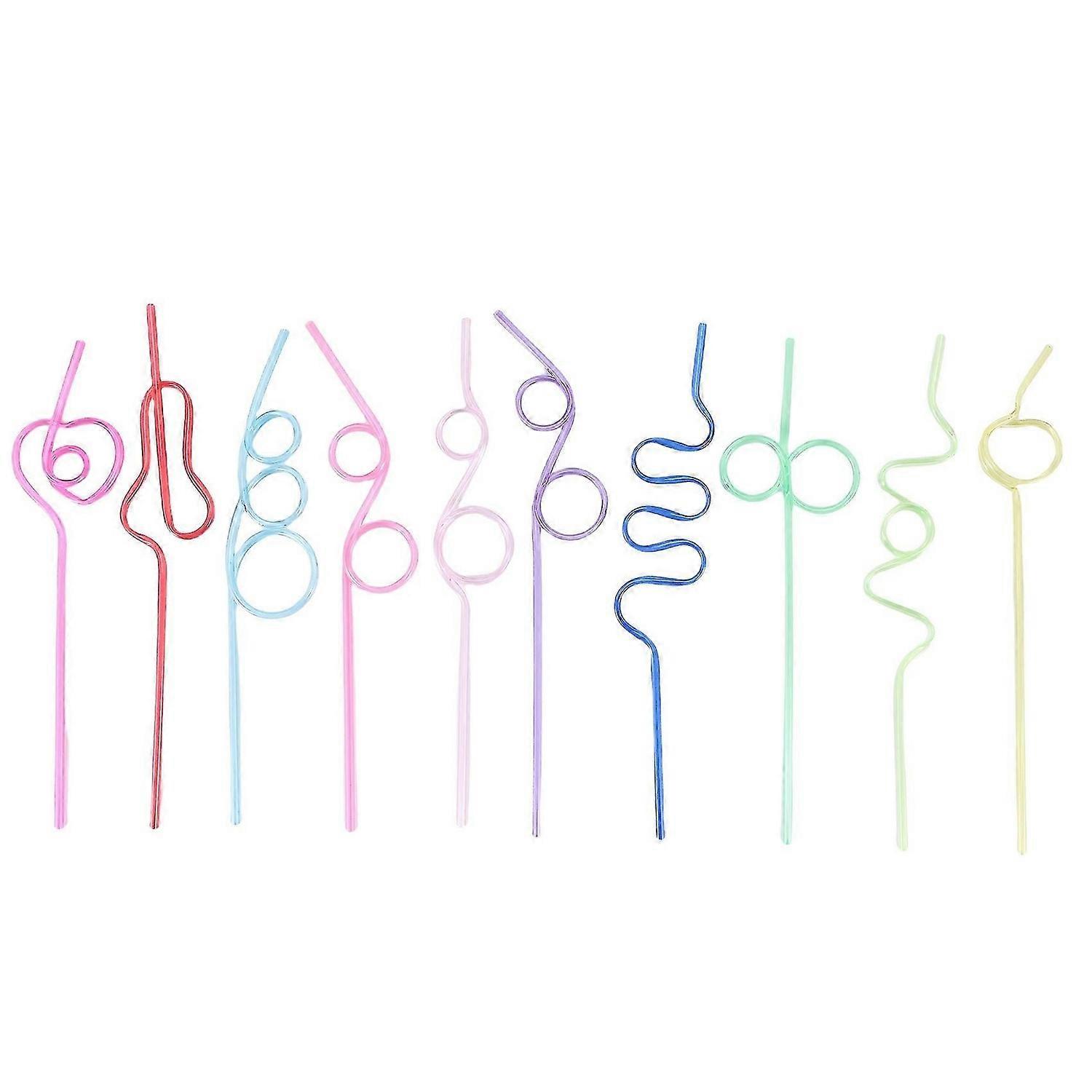 Crazy Loop Straws, (Pack of 50) Colorful Reusable Drinking Straws